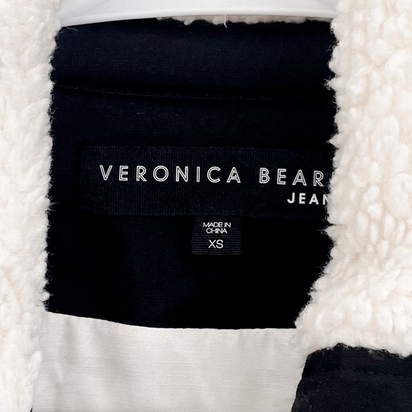 Veronica Beard Anita Faux Shearling/Leather Jacket Cream & Black XS - Picture 7 of 15